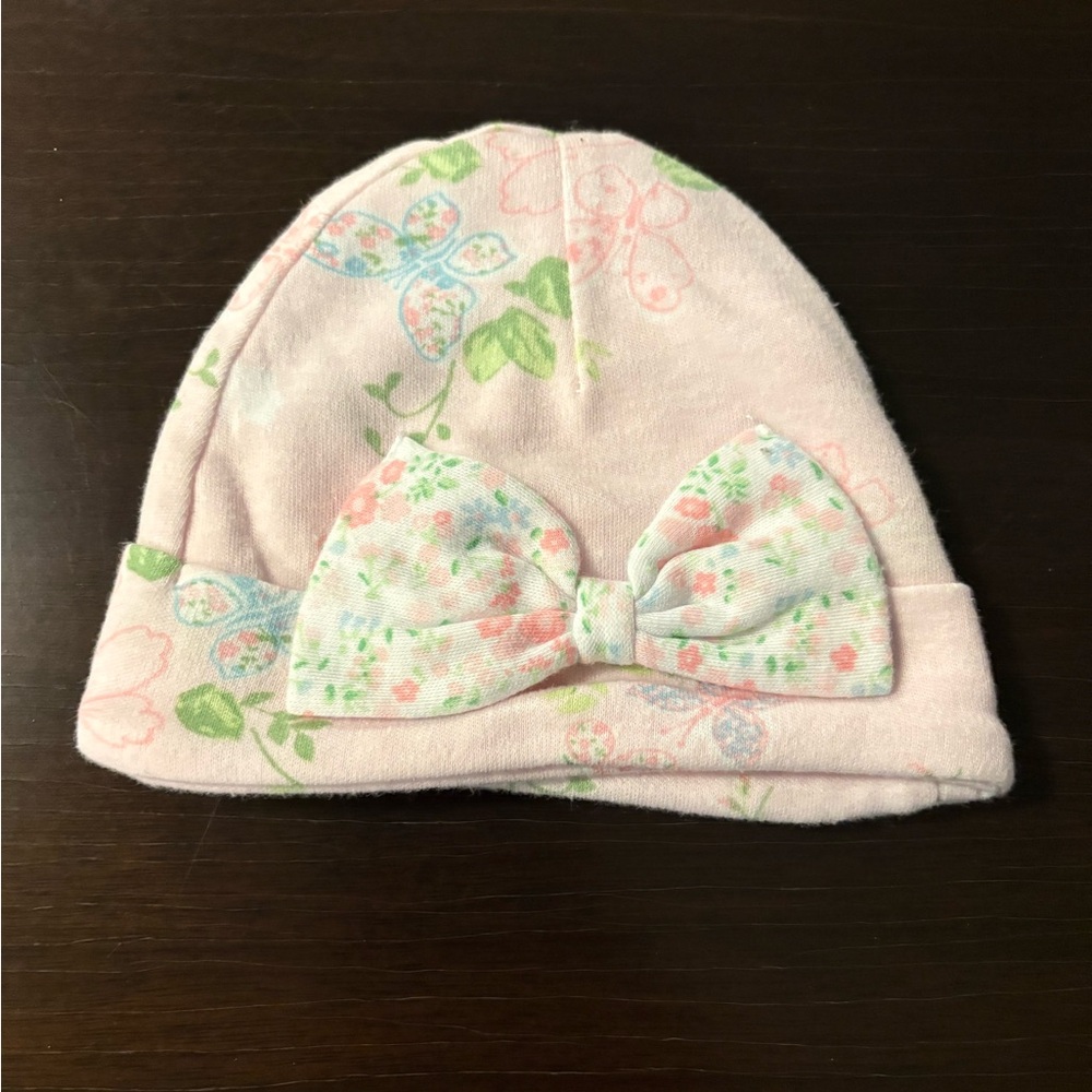 Laura Ashley pink floral baby hat 6-9M NWT ret $39